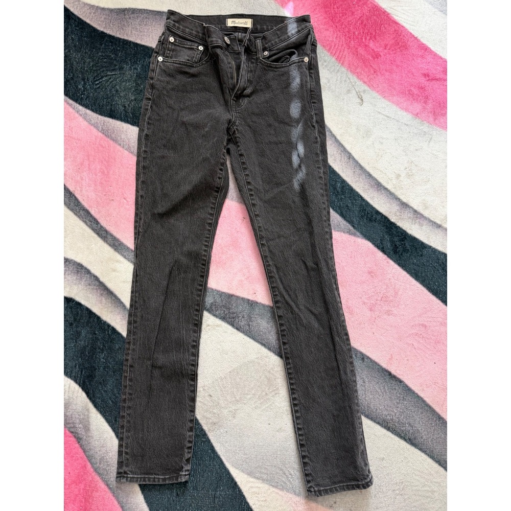 Madewell The Slim Boyjean Faded Black Stretch Denim Straight Leg Jeans Size 23
